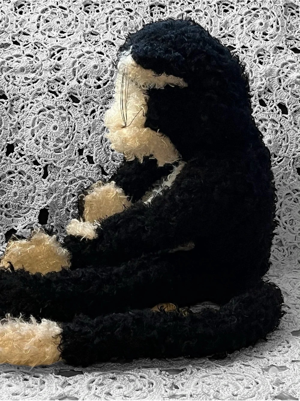 Folkmanis Cartoon Kitty Cat Full Body Hand Puppet Stuffed Plush Black White 19”